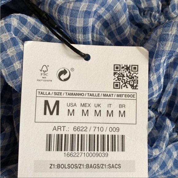 NWT. Zara Blue/White Gingham Organza Bag 💙 - Picture 6 of 7